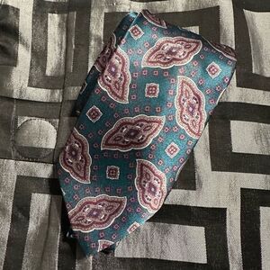 Jonathan Peters sea green burgundy paisley designs neck Tie‬ 100% Silk maid in I